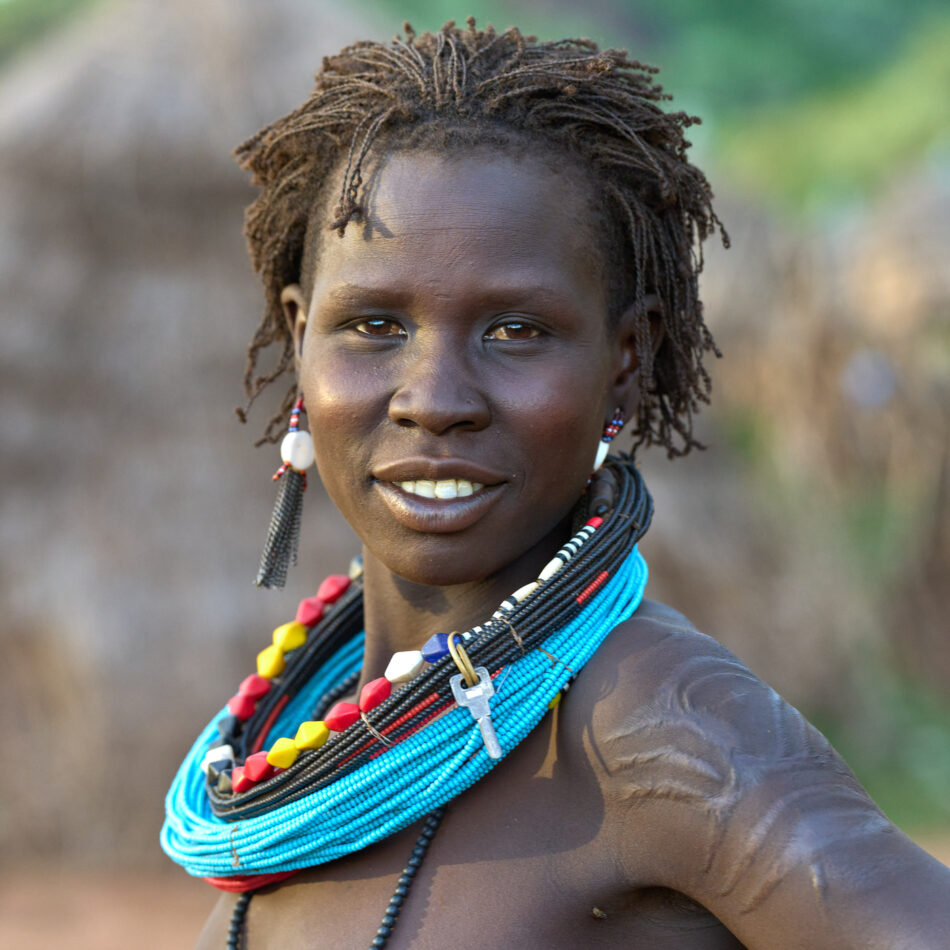 A Toposa woman in Kakuta, a remote community in South Sudan's Eastern Equatoria State. The region has been plagued by cattle raiding and child abduction in recent years. The Catholic Church-sponsored Holy Trinity Peace Village, centered in nearby Kuron, has worked for years to foster reconciliation and peace between the region's pastoralist communities.
